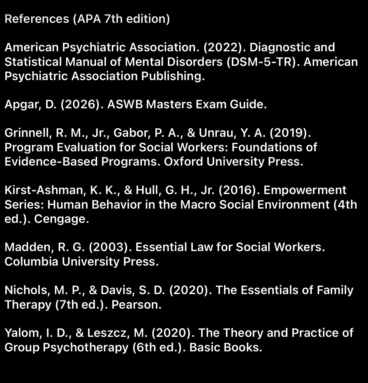 Questions are grounded in published social work textbooks and reputable sources that are constantly vetted and updated.